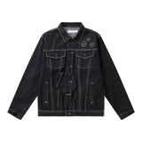 Off White Winter Coat Autumn and Winter Off Arrow Pattern Casual Denim Jacket