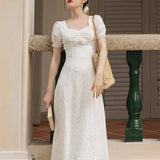 Women Cottagecore Dress Princess Dress Slim White Dress Dress