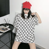 We11done T Shirt Summer Full Printed Letters Printing Mesh Red Men's and Women's Short Sleeve