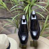 Indo Western Shoes British Retro Business Formal Wear Leather Shoes Men's Autumn Leisure Men's Shoes Genuine Leather Breathable Brogue Carving Shoes