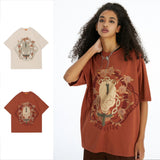 Man Tees Skull Rose Design Short Sleeve T-shirt