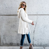 Women Sherpa Jacket Autumn and Winter Hooded Double-Sided Wear Mid-Length Cardigan Top Sweater Fall Winter Coat