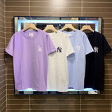 Yankees Spring and Summer Short Sleeve Letter Full Printed T-shirt Fashion Brand Men and Women