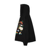 Man Fall Winter Outfis Winter Cartoon Printed Hoodie Male Loose Couple Fleece Lined Pullover Coat