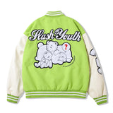 Letterman Jacket Outfit Senior Jackets Varsity Baseball Coat Cartoon Bear Embroidery Baseball Uniform Jacket Men