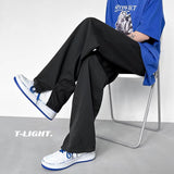 Men Suit Pants Men's Summer Straight Wide Casual Trousers