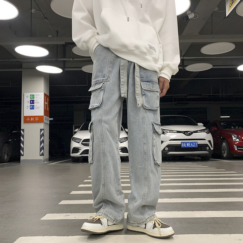 Men Cargo Pants Cargo Jeans Men's Autumn and Winter Casual Versatile Trousers