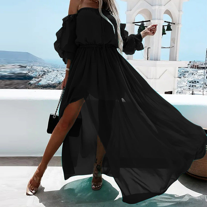 Women Bohemian Dress Spring Summer Fashion Casual Split Dress for Women