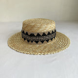 Straw Hat Flat Straw Hat Women's Lace Sun Hat