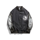 Varsity Jacket for Men Spring Stand Collar Jacket Hip Hop Printed Unisex Uniform