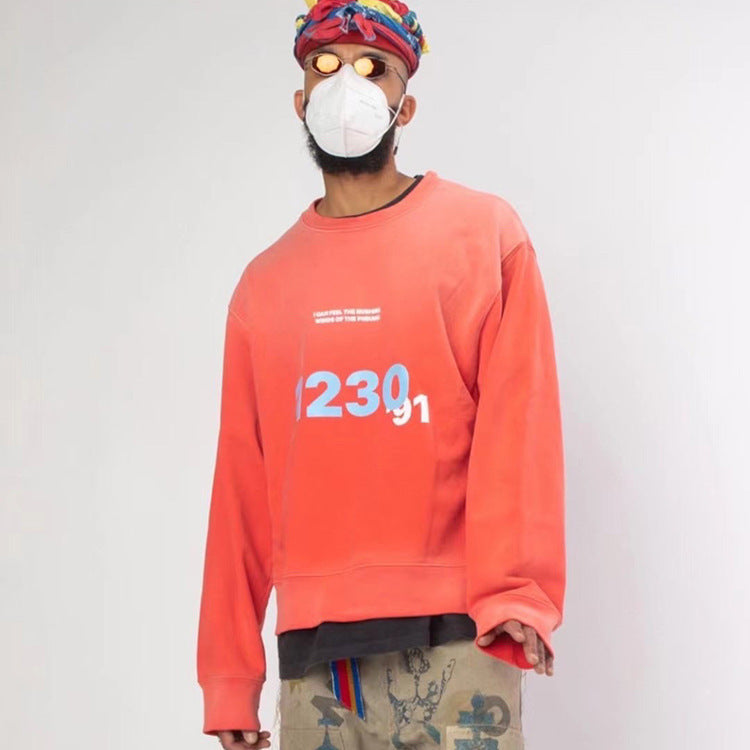 Rrr123 Sweatshirt Rivington ROI Rebis Rrr123 Washed Distressed Loose round Neck Sweater
