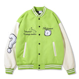 Letterman Jacket Outfit Senior Jackets Varsity Baseball Coat Cartoon Bear Embroidery Baseball Uniform Jacket Men