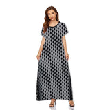 Muslim Women Stylish Kashibo Abaya Muslim Ladies Long Gown Islamic Clothing Jilbab Jalabiya Short Sleeve Round Neck Printed Summer Fashion Long Skirt