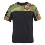 Woodland T Shirt Camouflage Stitching Crew Neck