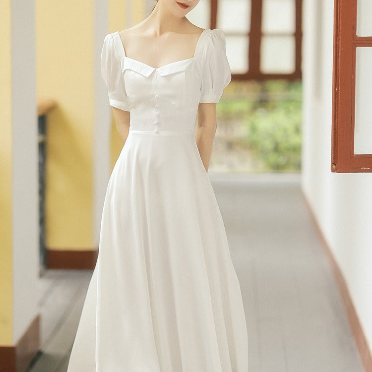Women cottagecore Dress White Long Dress Fairy Summer Complex Dress