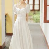 Women cottagecore Dress White Long Dress Fairy Summer Complex Dress