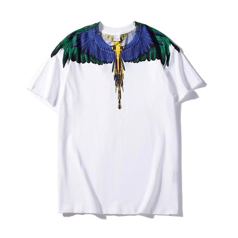 Marcelo Burlon T Shirt Fashion Brand Forest Parrot Wings Feather Printed Short Sleeve T-shirt Men and Women BF Half Sleeve