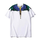 Marcelo Burlon T Shirt Fashion Brand Forest Parrot Wings Feather Printed Short Sleeve T-shirt Men and Women BF Half Sleeve