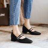 Nude Wide Fit Block Heels Loafers