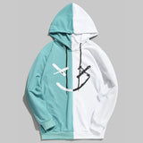 Smiley Face Hoodie Color Matching Stitching Casual Hoodie Jacket Stitching
