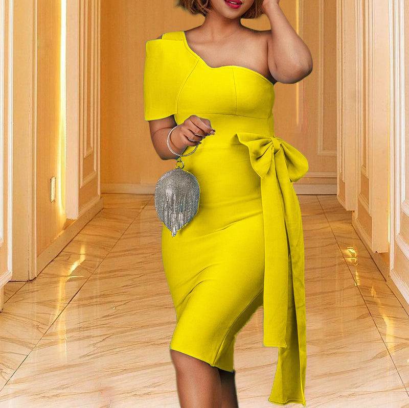 Mariah Carey See through Dress Bowknot Sheath High Waist Large Size Slim Dress