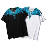 Marcelo Burlon T Shirt Fashion Brand Water Drop Color Wings Feather Short Sleeve T-shirt Loose Version Couple's Tops Men and Women Half Sleeve