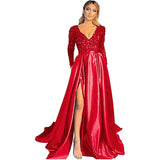 Mariah Carey See through Dress Sequined V-neck Long Sleeve Long Evening Gown