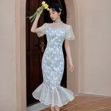 Women's Cottagecore Dress Vintage Design Lace Floral Dress for Women Summer