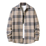Mens Flannel Jacket Autumn and Winter Flannel Padded Plaid Shirt Men's Style Coat Shirt