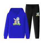 Rick and Morty Tracksuit Pullover Hoodie Sweatshirts Men and Women Sports Hooded Fleece-Lined Casual Sports Suit