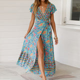 Beth Dutton Bohemian Dress Summer Spring Midi Dresses Summer Printed Dress Short Sleeve Beach Vacation Dress
