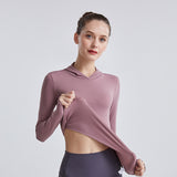 Moisture Wicking Shirts Fall/Winter Yoga Wear Naked Women Skin-Friendly Hooded Sports Long-Sleeved Sweater