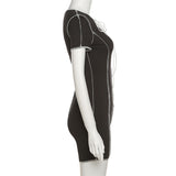 Summer women's personalized line high waist hollow strap sheath casual sports jumpsuit