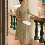 Women cottagecore Dress Summer Vintage Embroidered Cheongsam Dress