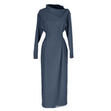 Work Dresses for Teachers Long Dress Winter Temperament Commute Solid Color Dress