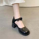 Nude Pumps Block Heel Vintage High Heels Black Bow Leather Shoes