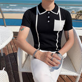 Men Polo Shirts Casual Knitted Polo Shirt