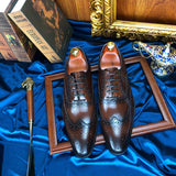 Indo Western Shoes Vintage Men's Hand-Rub Color Carved Oxford Shoes
