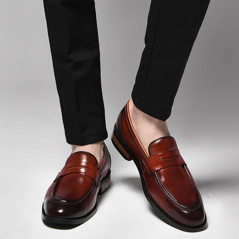 Loafers for Men Slip-on Business Casual Leather Shoes First Layer Cowhide