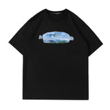 Men T Shirt Summer Casual Tops Landscape Printing Short Sleeve T-shirt Men's round Neck Half Sleeve Street Fashion Loose Pullover Half Sleeve T-shirt