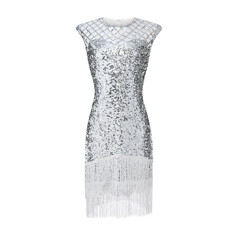 The Great Gatsby Daisy Dress Women's Sexy Dress Fashion plus Size Pure Color Sequins