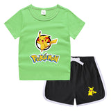 Children Pokemon Pikachu Tshirts & Shorts Casual Sports Sweat-Absorbent Suit Neutral