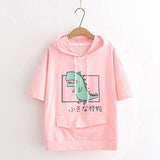 Dinosaur Sweats Dinosaur Contrast Color University Style Sweatshirt Short Sleeve