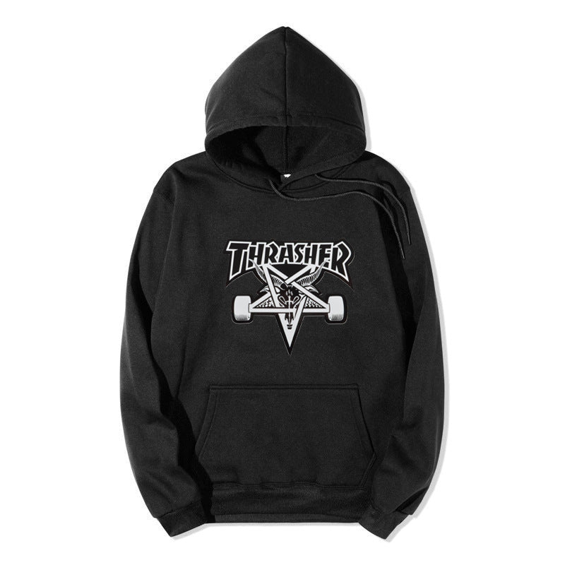 Thrasher Hoodie Hooded Sweater Loose Flame Sweater for Men