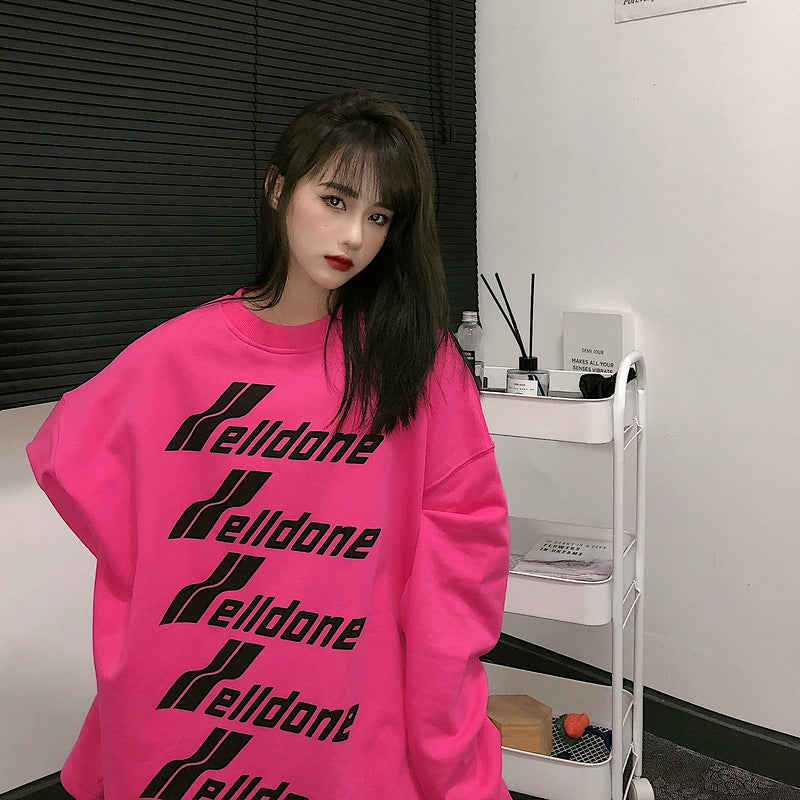We11done Hoodie Letter round Neck Loose Men's and Women's Sweater