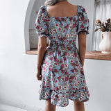 Nina Parker Dresses Elegant Sleeve Skirt Ruffled Short Sleeves Dress