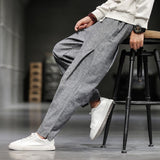 Linen Pants Straight Leg Pants Men's Large Size Spring and Summer Men's Loose Casual