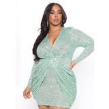 Nina Parker Dresses Sexy Long Sleeve Slim-Fit Sequined Dress