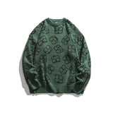 Man Fall Winter Outfis Autumn Winter Retro Full Printed round Neck Sweater Men's and Women's Loose Sweater Coat