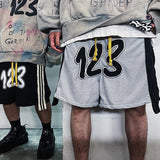Rrr123 Shorts Drawstring Sports Shorts 123 Embroidered Mesh Breathable Shorts